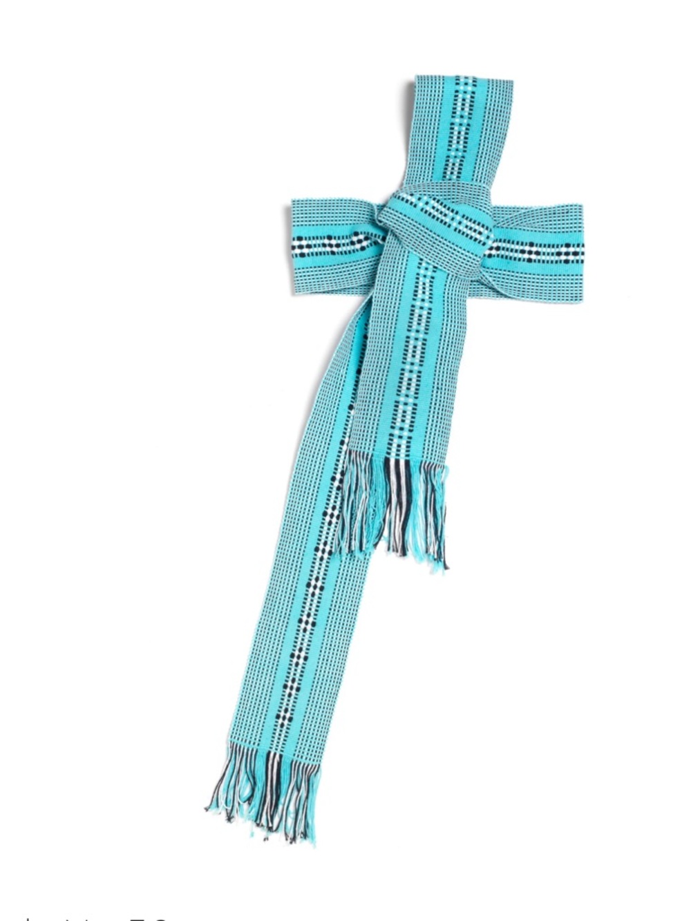 Pippa Holt Hand woven wide light blue and belt No. 50 Fringe Scarf